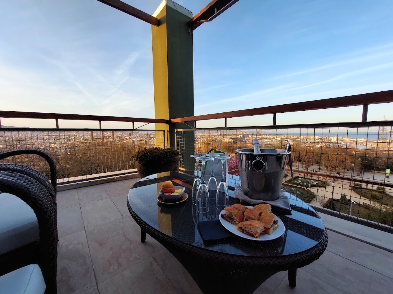 A terrace above Barcelona at Hotel Miramar